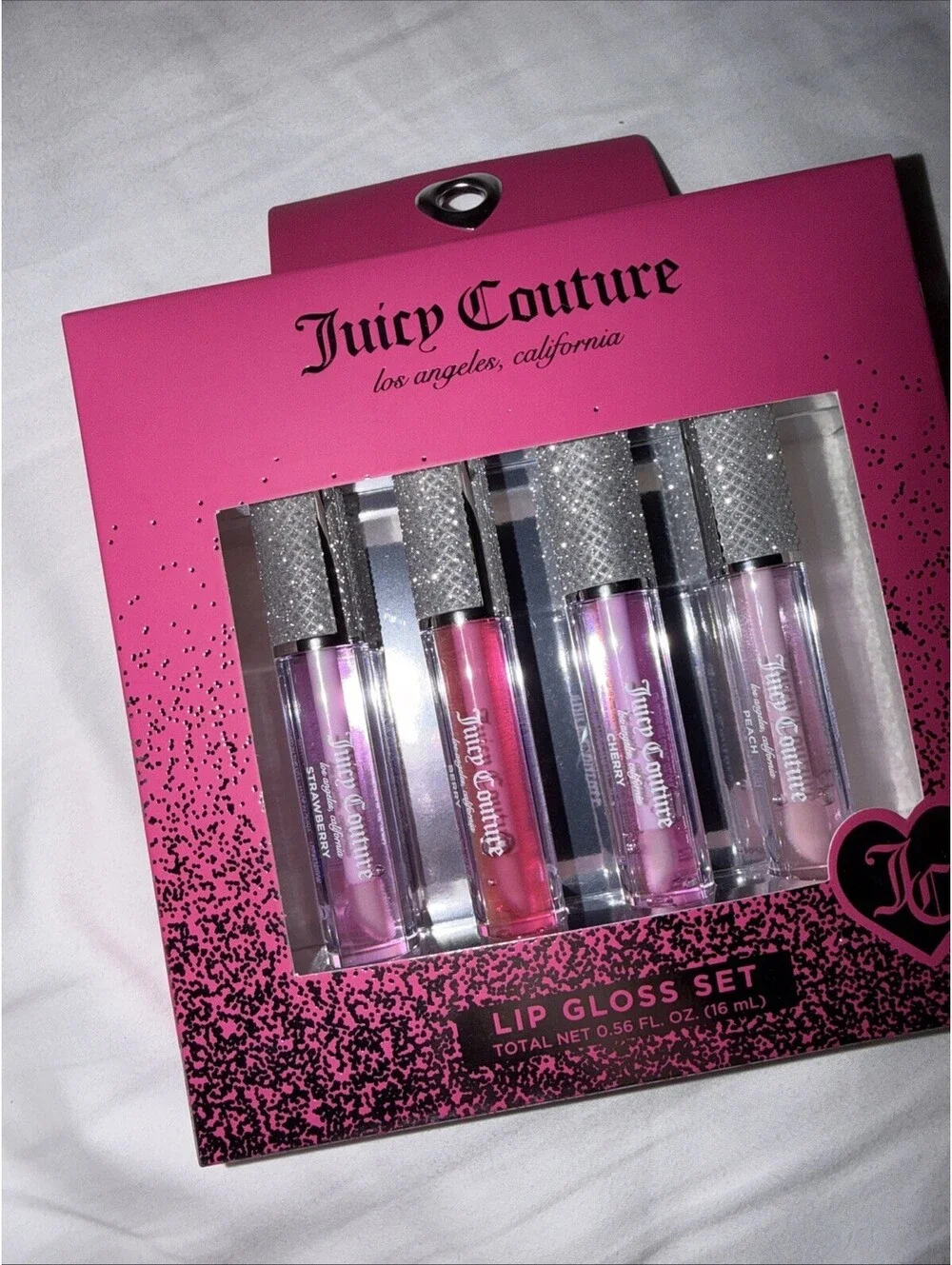 Juicy Couture 4-Piece Lip Gloss Set - Strawberry Berry Cherry Peach 0.56 oz